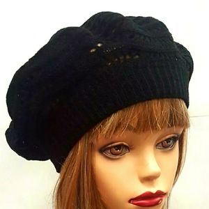 BLACK CROCHET  BEANIE HAT